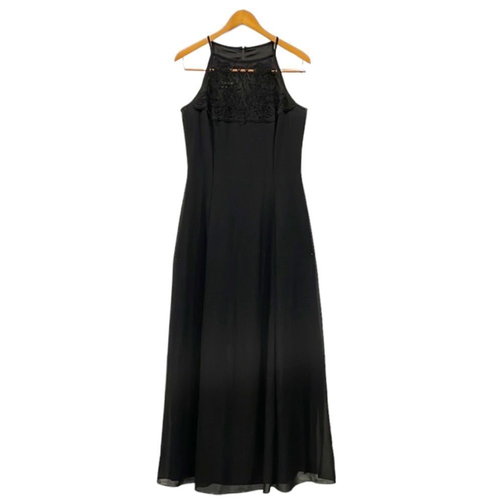 Vintage Y2K 90s Scott McClintock Sleeveless Long‎ Formal Maxi Dress 12 Black